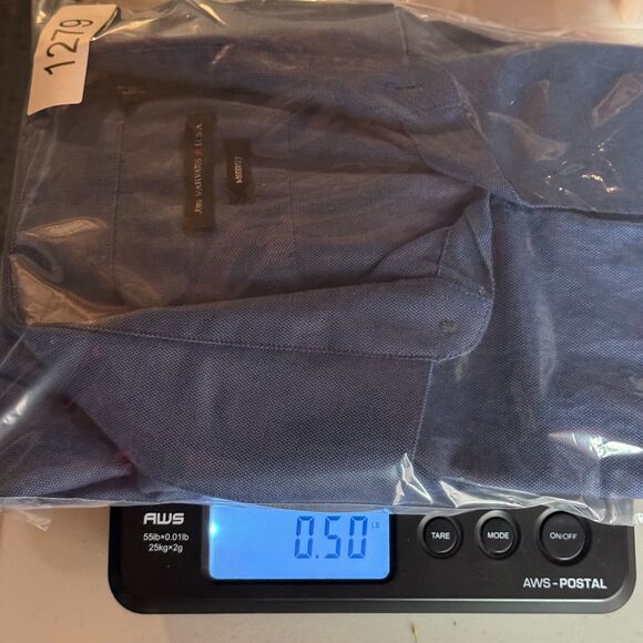 John Varvatos Button Up Shirt Mens 17 1/2 Regular Blue Modern Fit Casual‎ Solid - Picture 9 of 9